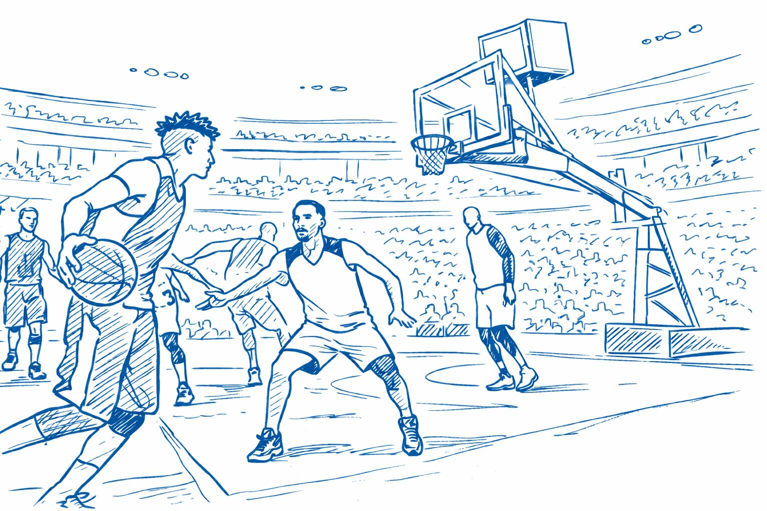 Basketball game action shot